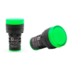Đèn báo Omega loại phẳng Ø 22mm, màu xanh lá OMG-LE-G31