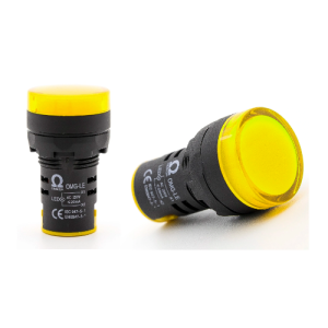 Đèn báo phẳng Ø22 IP54 220VAC màu vàng đậm OMG-LE-Y31