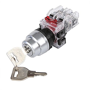 Công tắc xoay 2 vị trí có chìa khóa viền nhôm MRK-R2A1D